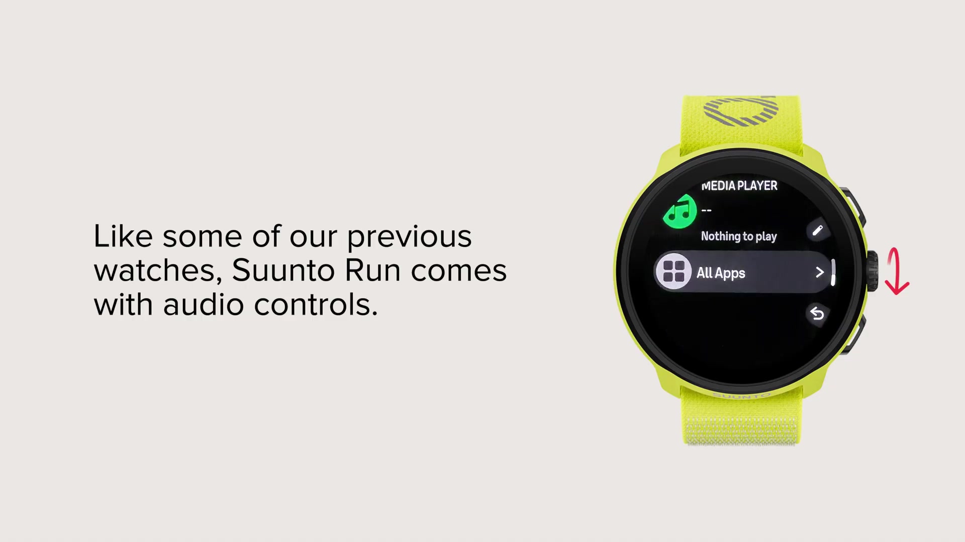 Comme plusieurs autres modèles précédents, la montre Sundto Run intègre des fonctionnalités de contrôle audio, permettant une gestion facile de votre musique, podcasts, ou livres audio pendant vos activités physiques ou lorsque vos mains sont occupées.