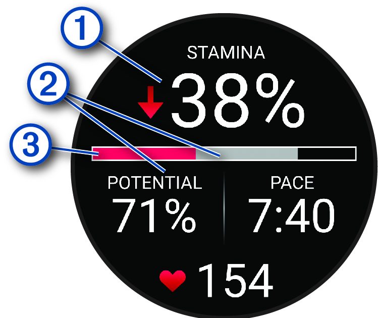Forerunner 965 Watch Owner's Manual - Viewing Your Real-Time Stamina